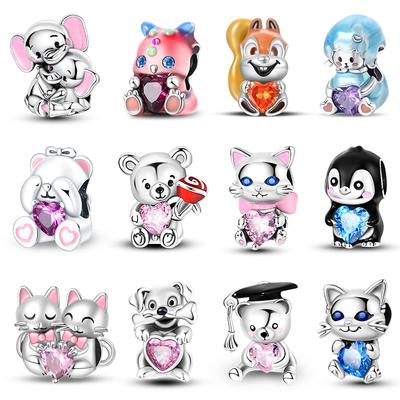 100% Copper Coffee Cat Rabbit Bear Penguin Charms Bead Fit Pandachoriginal Bracelets Diy Birthday Jewelry Gift