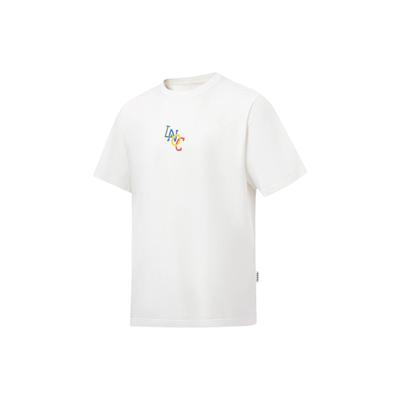 Li Ning Buchstabenprint Rundhals Locker Kurzarm T-Shirt Unisex Oberteile Off-White AHST135-1