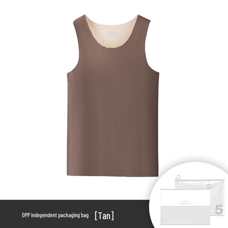 Men's Silk Wool Seamless Thermal Vest - Thickened Velvet, Sleeveless, Autumn/Winter Wear