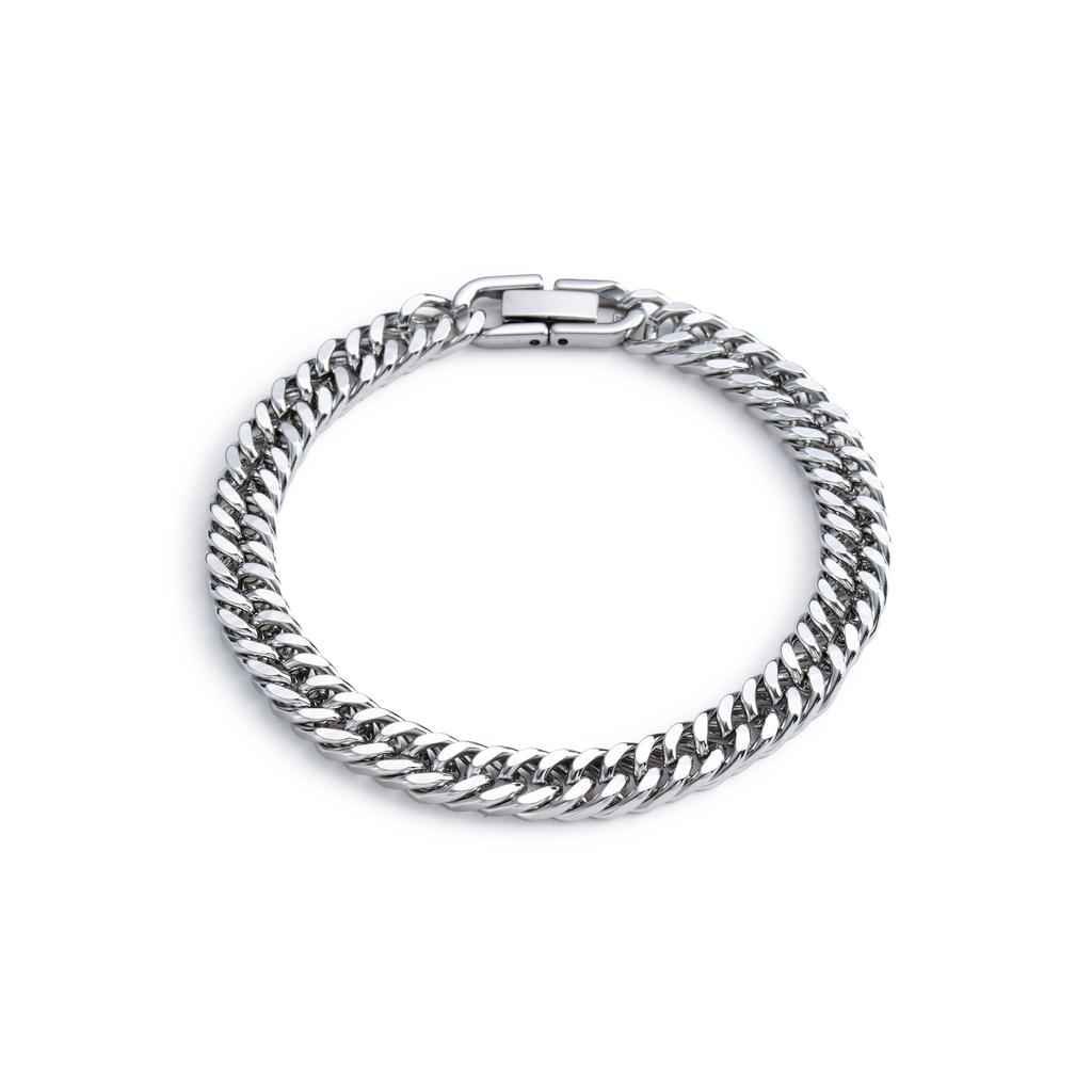 Bracciale a doppia fila intrecciato in acciaio inossidabile con chiusura magnetica in lega a squama di pesce anteriore e posteriore con gioiello a chiglia Nuovo modello