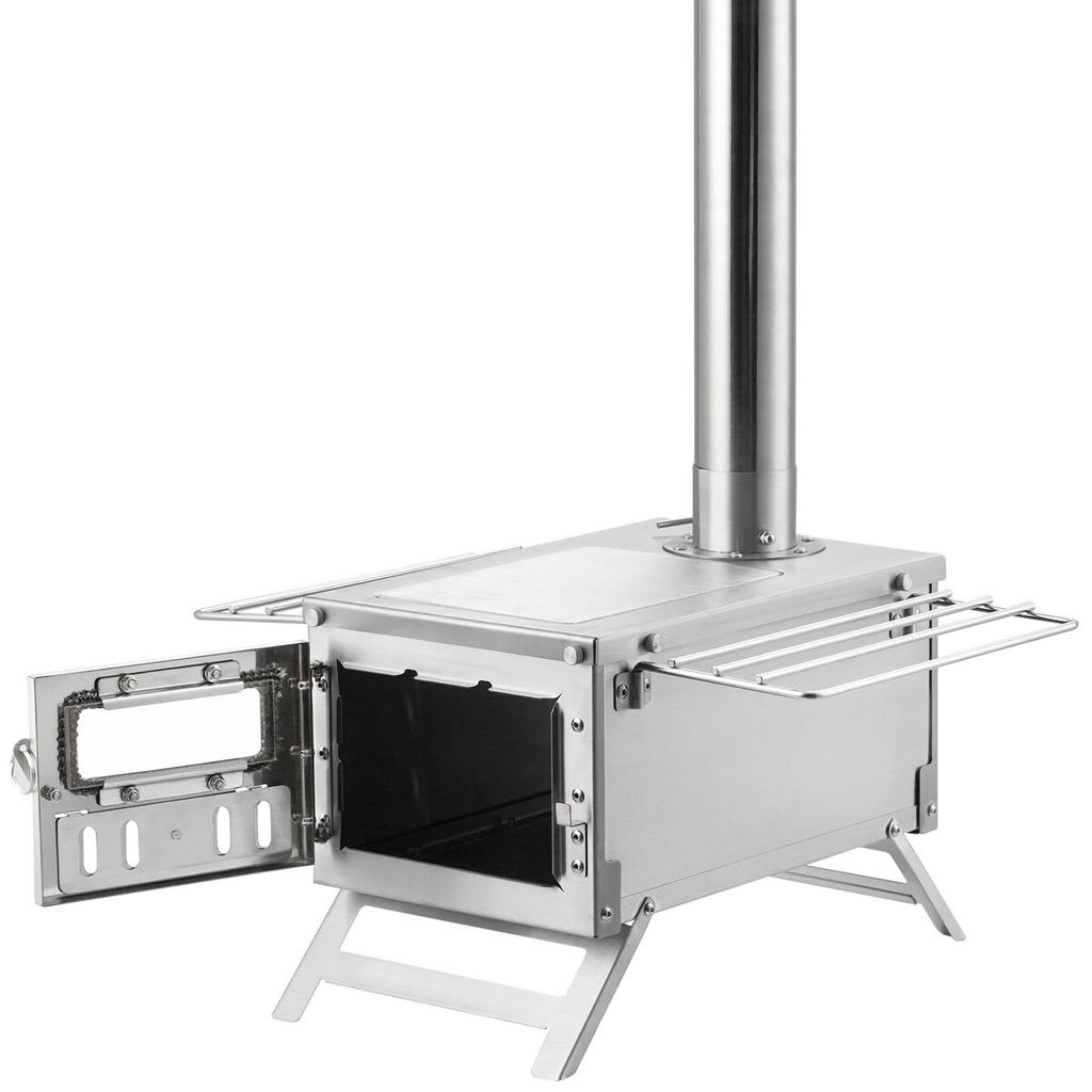 Wood Stove, 80 inch, Stainless Steel Camping Tent Stove, Portable Wood Burning Stove with Chimney Pipes & Gloves, 700in³Firebox Hot Tent Stove for