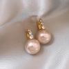 Elegant French Retro Floral Pearl Earrings - Geometric, Versatile, High-End Design for Women