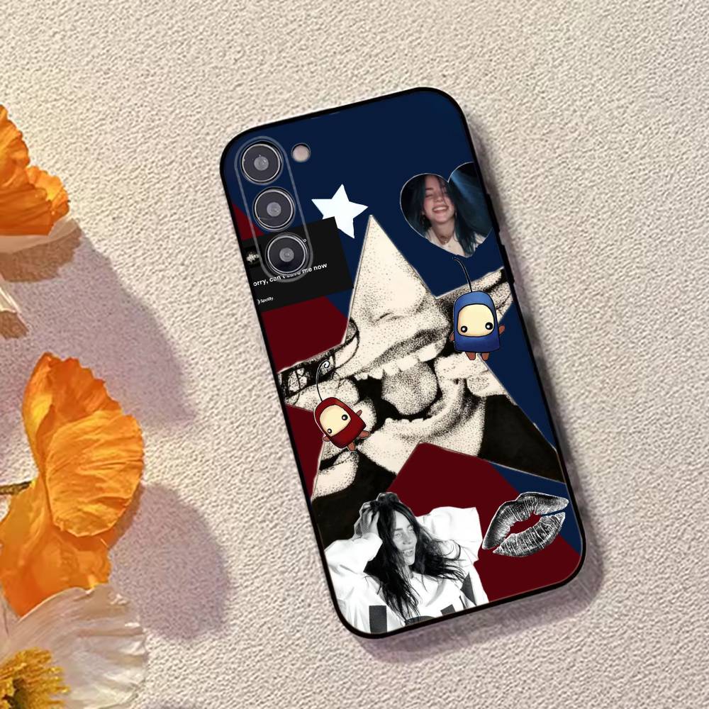 Pouzdro na telefon Musician Billie E-Eilish pro Samsung Galaxy A73, A72, A71, A70, A53, A52, A51, Ostatní Měkký černý kryt