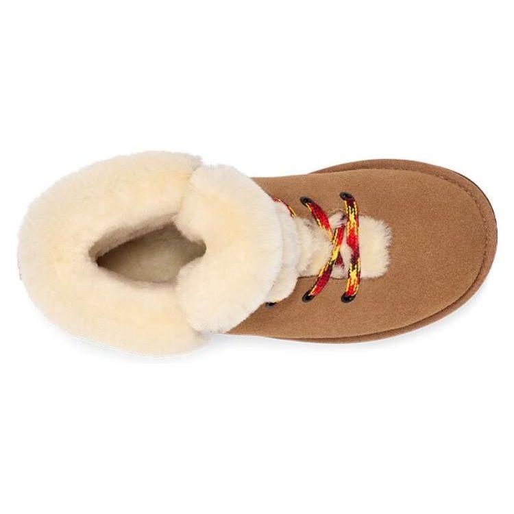UGG Cow Suede Warm Non-Slip Casual Lace-Up Short Mid-Calf Snow Boots Women boots Chestnut 1130558-CHE