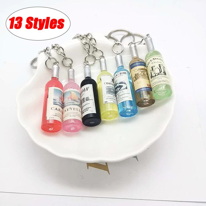 Acrylic Beer Wine Bottle Keychain Various Car Bag Key Ring Pendant Gift