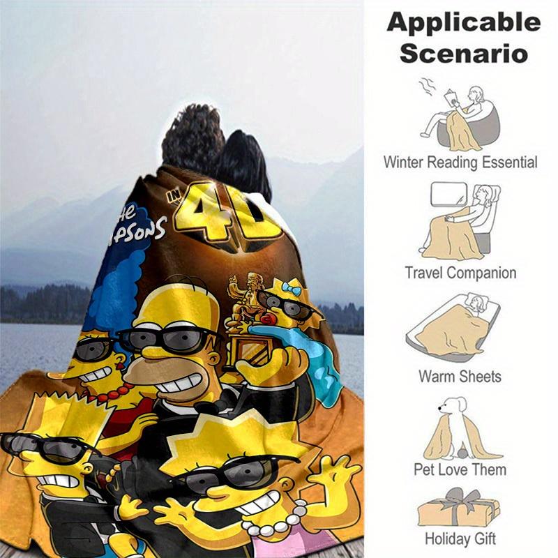 The Simpsons Cartoon Blanket, Short Plush Cute Warm Blanket, Living Room Home Decoration Sofa Four Seasons Travel