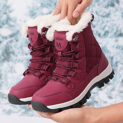 Fashion Winter Warm Snow Boots Women's Red Design Fashionable Non Slip Sole Cold Weather Shoes Fashionable Short Boots Quick Delivery