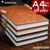 Extra Thick Soft Leather Business Meeting Notebook, Large Size