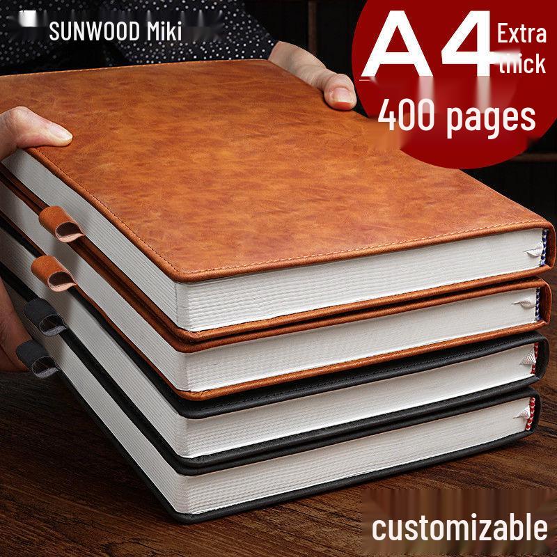 Extra Thick Soft Leather Business Meeting Notebook, Large Size