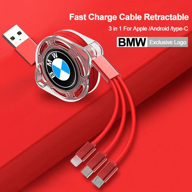 DJSA5 BMW Car Fast Charging Cable 3 in 1 UsB Cable Type C Micro USB Key For Performance E92 X3 F30 X5 E70 X3 X6 X2 F40 E90 E36 F20 E46