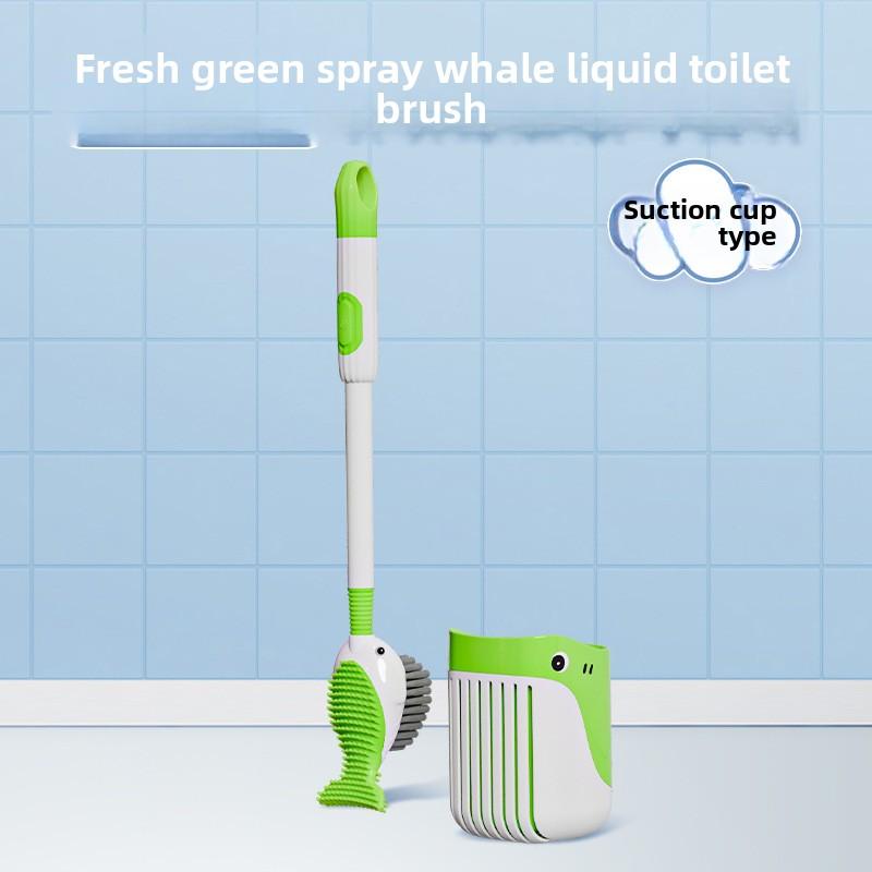 Liquid Injection Silicone Toilet Brush with Suction Cup Holder Strong Cleaning No Dead Corners