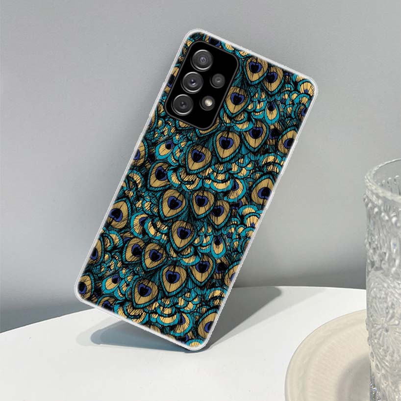 Bird Peacock Feather Phone Case For Samsung Galaxy A13 A14 A15 A16 A17 A53 A54 A55 A56 A57 A33 A34 A35 A36 A37 A23 A24 A25 A26 G
