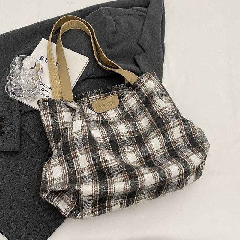 

Trendy Fashionable Canvas Shoulder Tote Bag For College Students With Unique Rabbit Hang Charm Gray