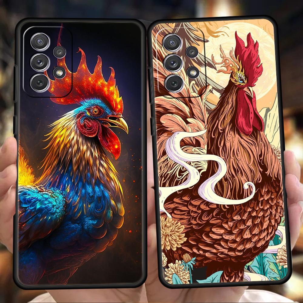 Cock Rooster Chicken Phone Case for Samsung Galaxy A73 A55 A53 A51 A35 A33 A32 A25 A23 A22 A15 A13 A17 A07 5G Soft TPU Shell Bag