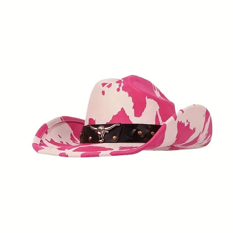 

JYL TS DIY Cowboy Hat Unisex Bull Logo Panama Jazz Vintage Hat Felt 1222Mao11275 светлый кармин розовый