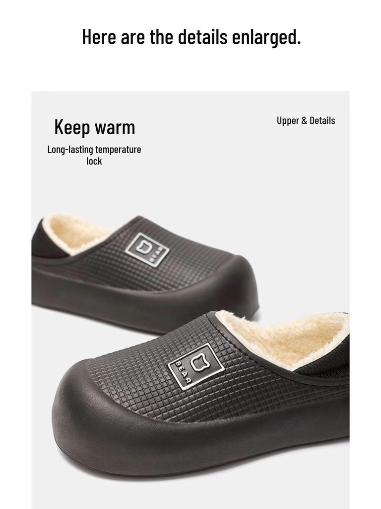 Winter Waterproof Indoor/Outdoor Thick-Soled Slippers with Velvet Lining for Men & Women