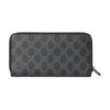 Gucci GG Supreme Canvas Zip Around Wallet, Black Grey Monogram, Men Long Wallet for Daily Use 821207-FAD6M-1000