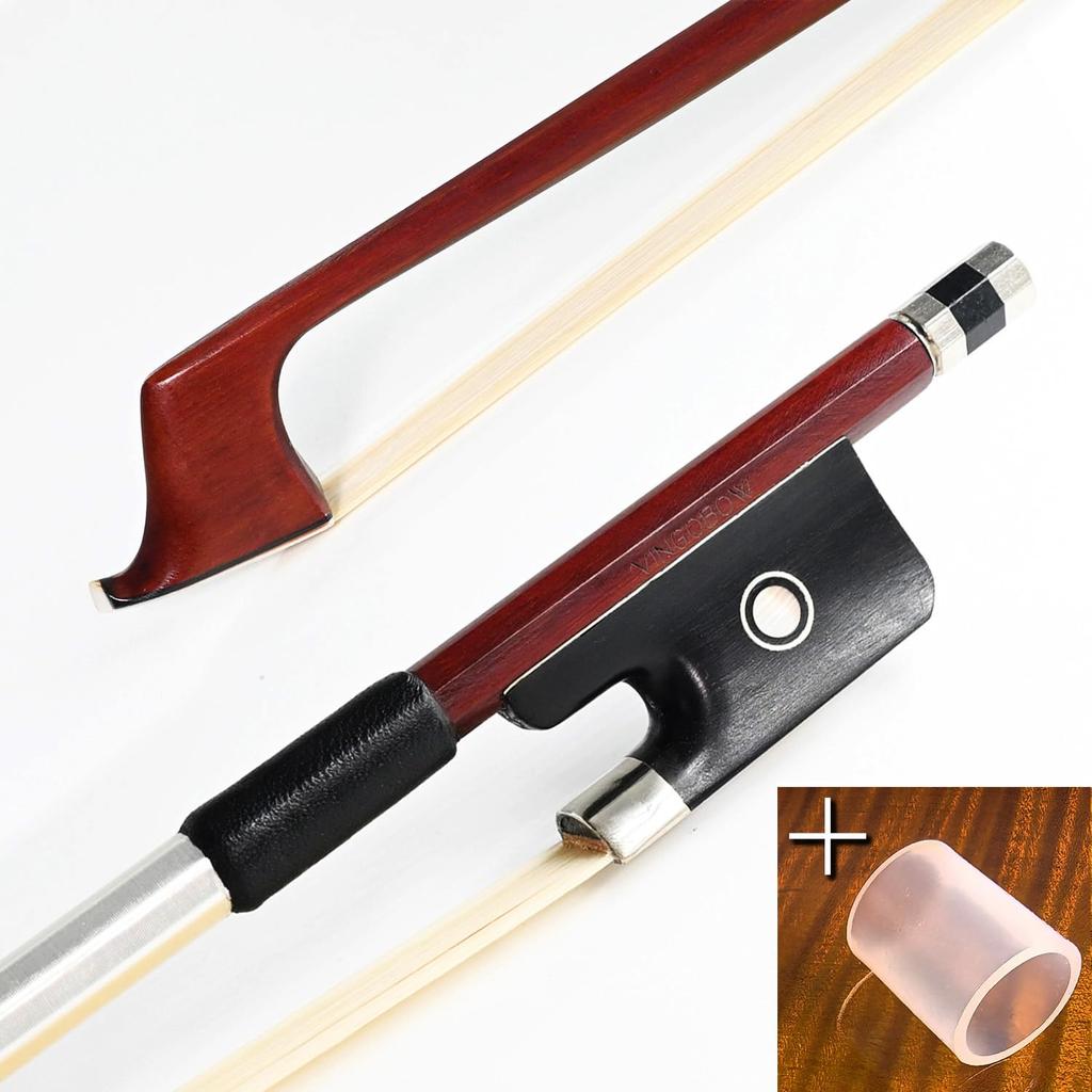 VINGOBOW Brazilwood Cello Bow 12 Half Size 62cm Ebony Frog Natural Mongolian White Horsehair Balanced Sweet Tone