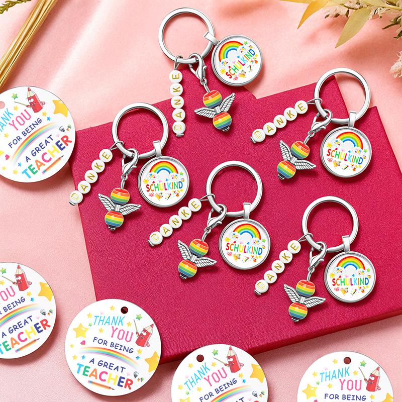 

Farewell Gift Educator 10 Sets, With Guardian Angel Keyring And Thank You Card Organza Bag, Farewell Gift For Teachers