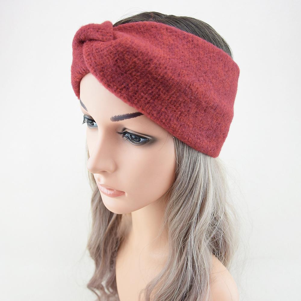 New Wool Knitting Cross Wide Headbands Winter Ear Warmer Soft Elastic Mohair Headwrap Turban For Women Girl Hair Accessories