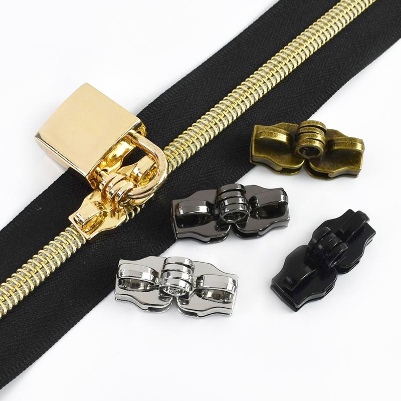 2/5/10Pairs 5# 8# 10# Lockable Nylon Zipper Sliders Double Hole Safety Zip Lock for Luggage Zips Puller Closure Repair Accessory