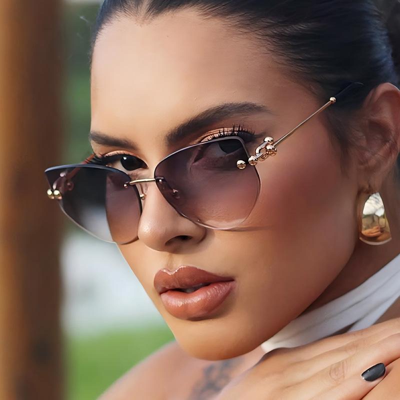 Women's sunglasses, men's and women's fashion polygonal frameless sunglasses