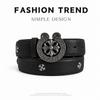 Unisex Punk Leather Belt With Horseshoe Buckle Cross Rivets Jeans Streetwear Y2K Fashion
