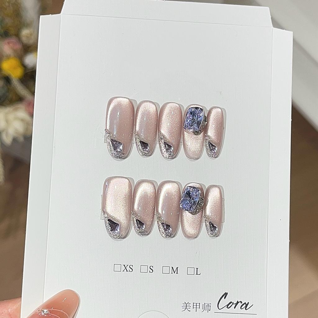 Lavender Tears Gentle Wind Light Pink Tone Blink Highlight Cat Eye K9 Diamond Light Luxury Wearing Armor