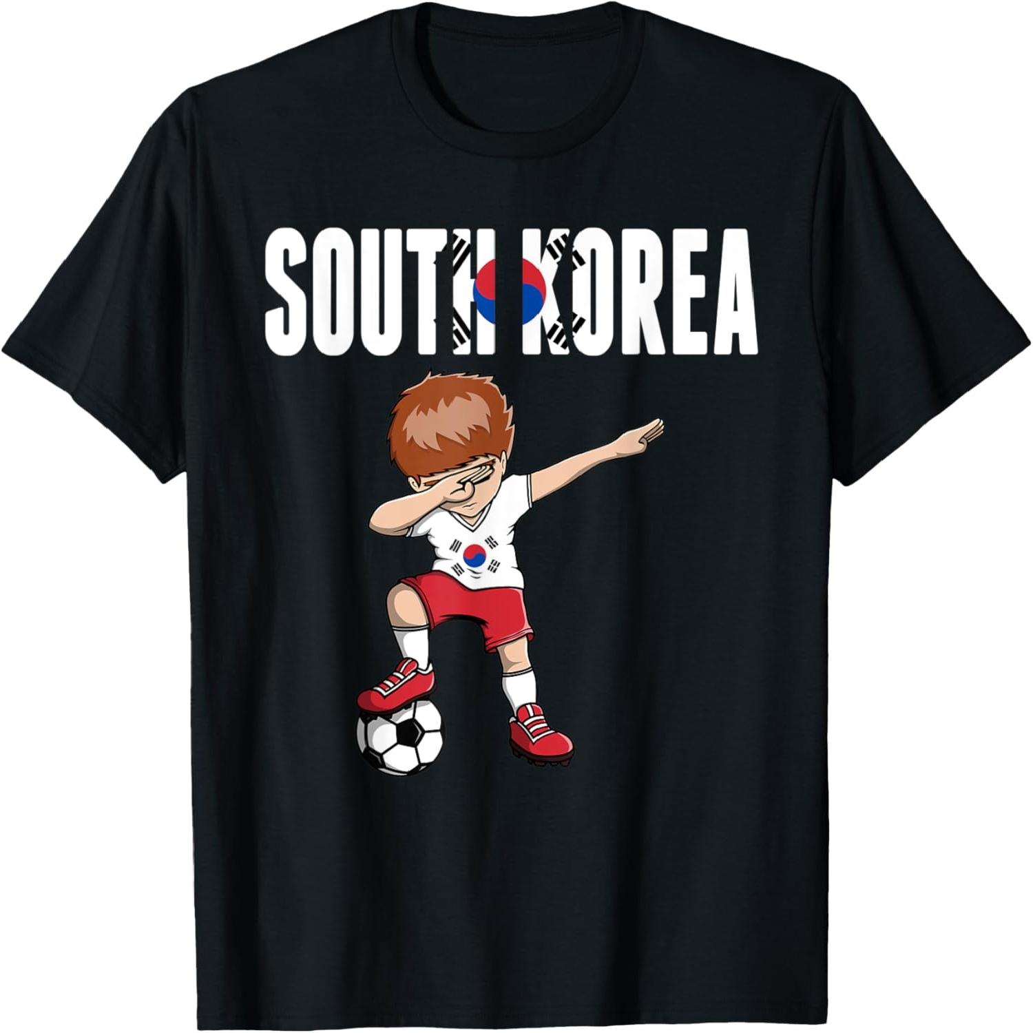 Dabbing Soccer Boy South Korea Soccer Fan Jersey Korean Flag T-Shirt S