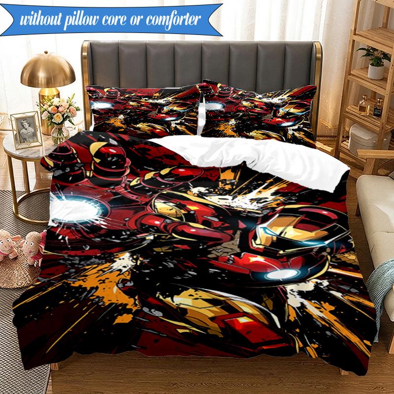 3PCS Iron In Action Bedding Set,Including 1pc Duvet Cover And 2pcs Pillowcases Perfect for Bedroom, Dormitory, Fan Christmas gift