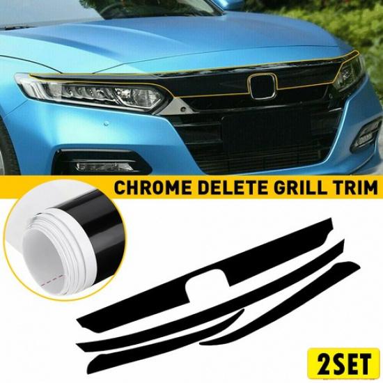2Set Chrome Delete for Overlay Blackout 2018-20 Honda Sedan Accord Front Grill T