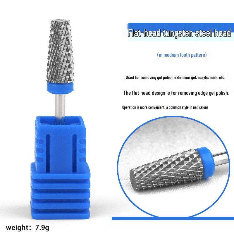 Cross-border Tungsten Steel Nail Art Grinding Head Set: Cone-shaped Cuticle and Nail Remover
