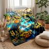 Dinosaurs In Ancient Valley Blanket Personalized Name Flannel Blanket Soft Cozy Plush Throw for Sofa Bed Lightweight Home Decor