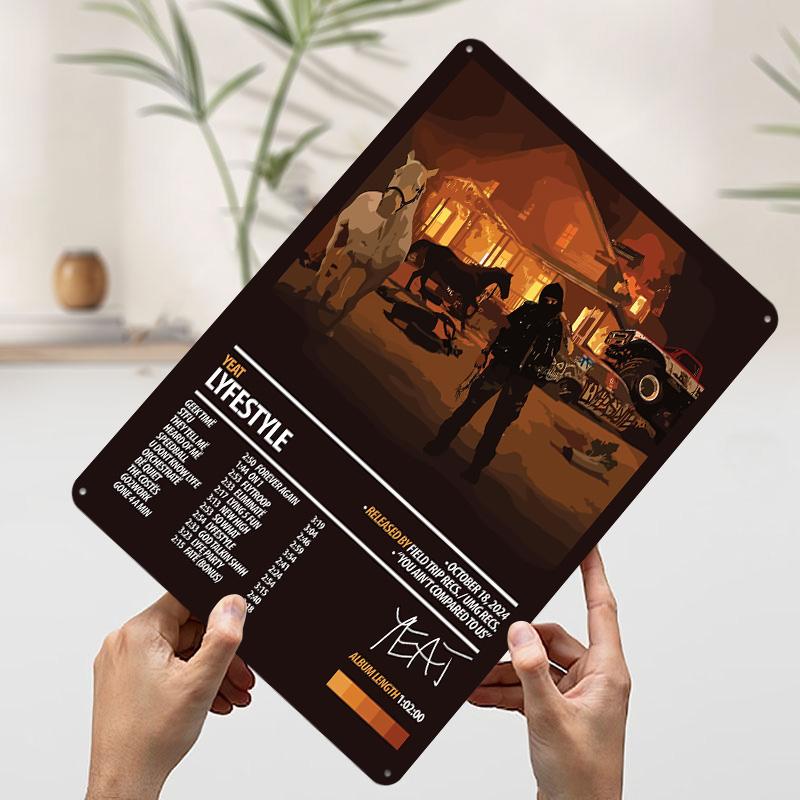 Yeat - Lyfestyle Album Cover Printed Poster Customized Wall Art Retro Vintage Metal Tin Signs for Home Decoration Garage House