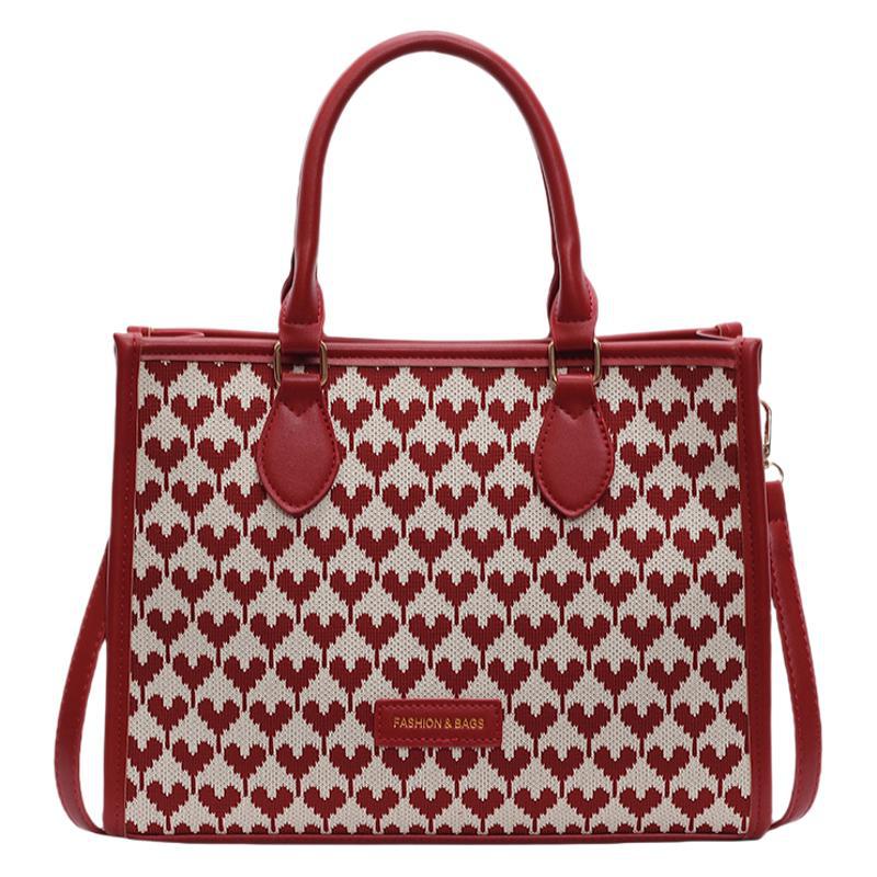 Design fashionable texture contrasting color tote bag large-capacity commuter women's bag 2025 autumn new bridal wedding bag