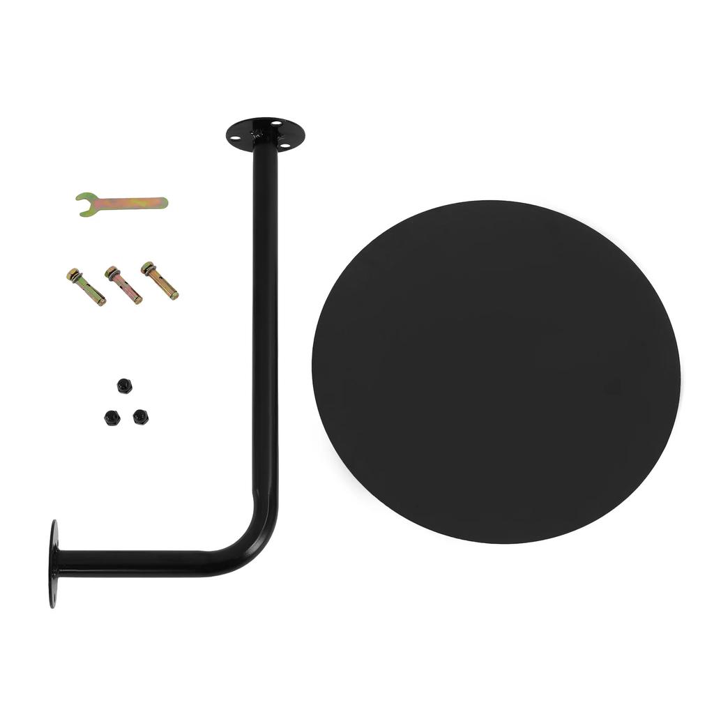 Mesa de Bistro para Cafetería Montada en la Pared, Tapa Redonda de Hierro Negro de 14" para Espacios Pequeños, Ahorra Espacio en el Suelo, Capacidad de Carga de 10 kg para Cafetería