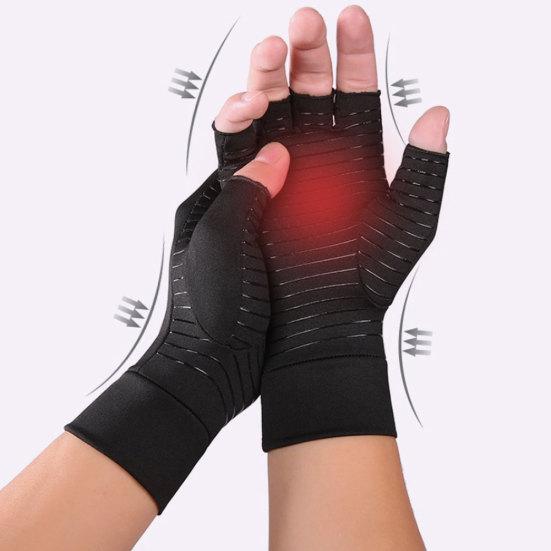 1 Pair Unisex Arthritis Pain Relief Recovery Half Finger Compression Gloves