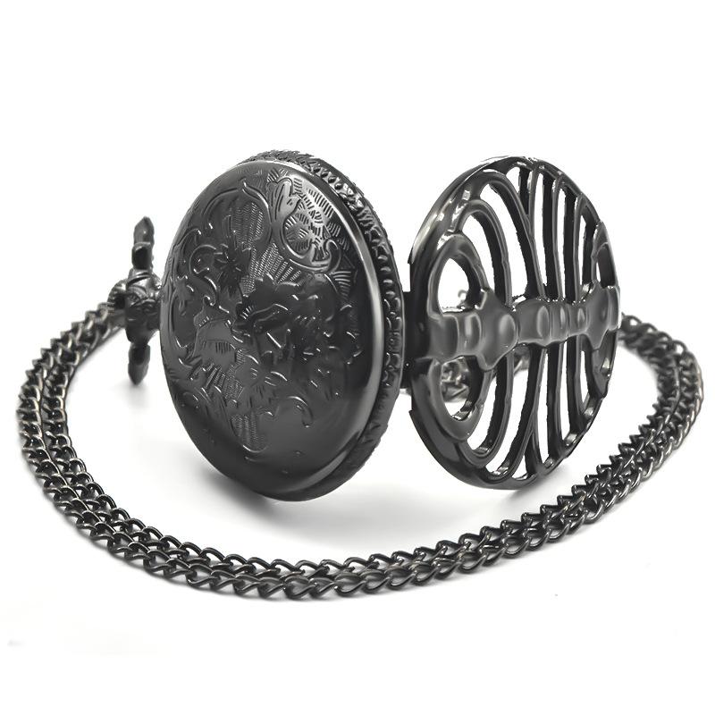 Orologio da Tasca al Quarzo a Forma di Lisca di Pesce Vuota Vintage Collana Catena Orologio Regali per Uomo Donna