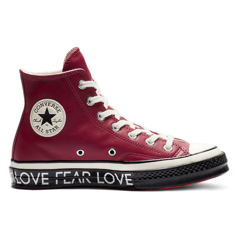 Converse 1970s Love Graphic High Top Valentine's Day Love Anti-Slip Abrasion Resistant High Top Board Shoes Women's Burgundy