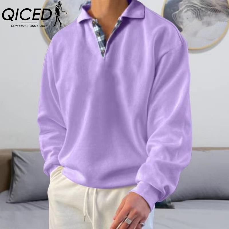 QICED Cotton Long Sleeve T-shirt Men's Fashion Loose Shirt Printed Compassionate Shirt