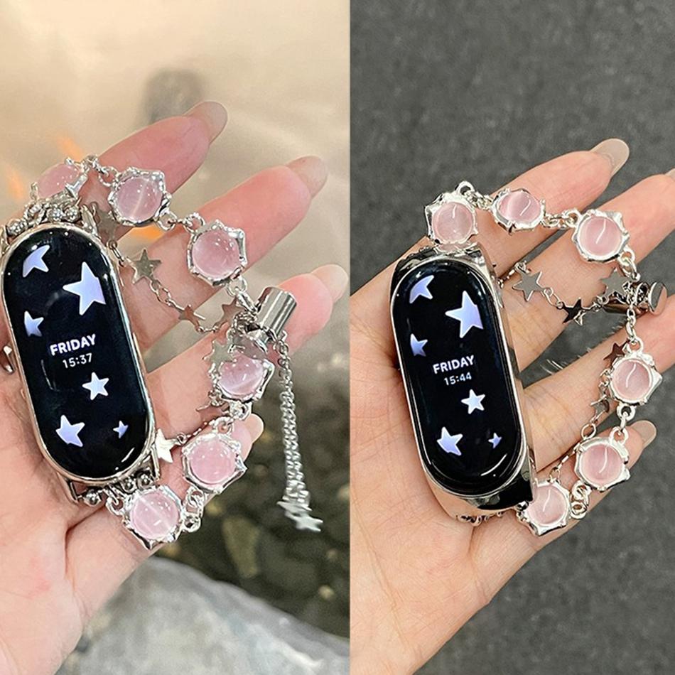 

Ceramic Beads Strap For Xiaomi Mi Band 10 9 8 Pro 7 6 5 Wristband Luxury Butterfly Chain Metal Bracelet Replacement Watch Band For Mi Band 5 6