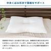 Washable, concave pillow, 43 x 63 cm, made in Japan, provides head support, uses 400g of Teijin's Crystal (Crysta) cotton, and is washable and white.
