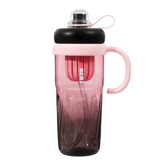 

Многоразовая кружка для питья, чашка для холодного кофе, цветная чашка для смузи, стакан 950 мл с трубочкой, герметичный пластиковый стакан без бисфенола А для студентов 950ml чёрный