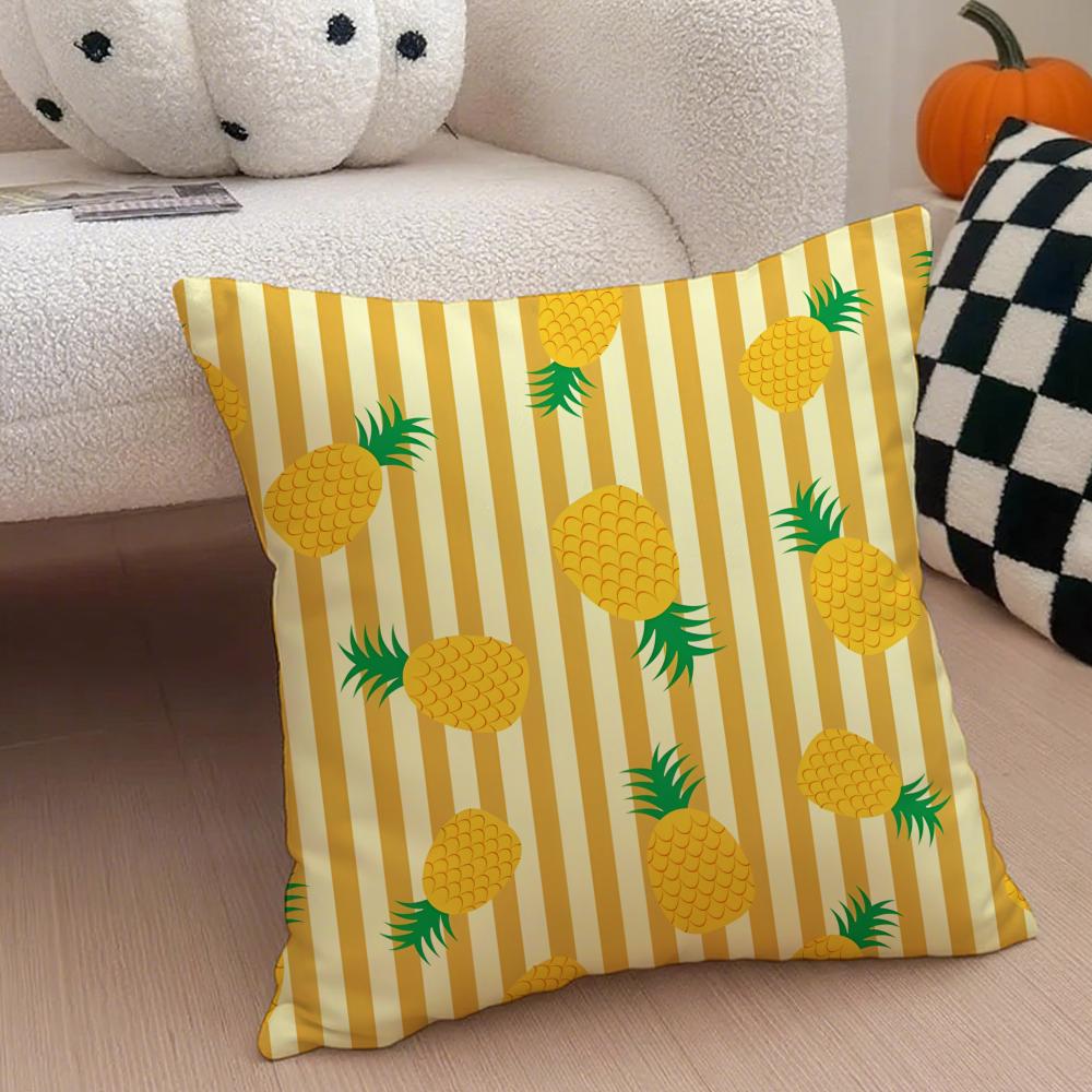 Handdrawn pineapple Cushion Cover Throw Pillow Cover Hidden Button Durable Polyester Chair Cushion