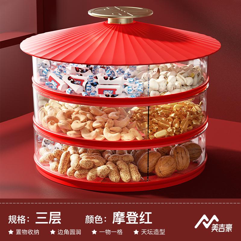 Plastic Dried Fruit Box Squirrel Cover Round Snack Tray Candy Box Food Organizer Melon Seed Nut Dried Fruit Plate Storage Boxes
