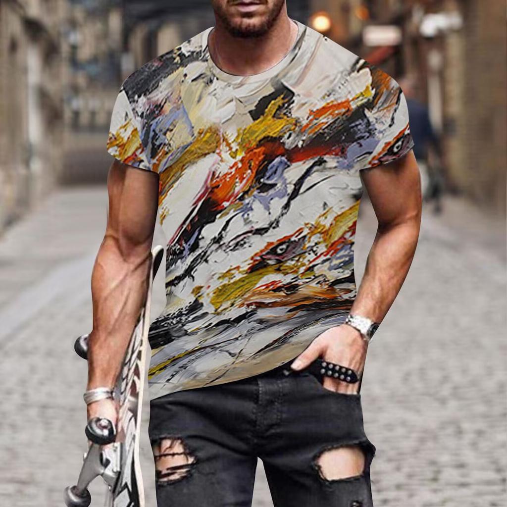 Summer Round Neck 3D American Independence Day Printed Top Fashionable Casual Short Sleeved Men's T-shirts
