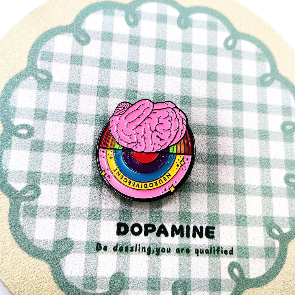 Creative Human Brain DJ Brooch - Funny Gift & Fashion Accessory for Backpacks and Clothing