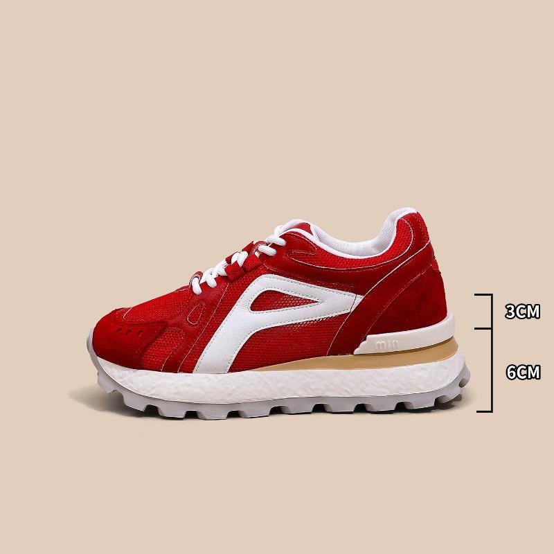 Gelbe dicksohlige 9 cm innenhöheserhöhende Damen-Herbst-Damenschuhe vielseitige Mesh atmungsaktive lässige Board-Schuhe