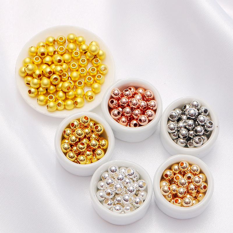 18K Gold Accessory: Shiny Small Solid Copper Round Beads for DIY Handmade Bracelets and Jewelry Spacers