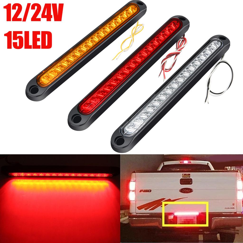 2PCS New 12-24V 15LED Tail Rear Lamp for Trailer Truck Lorry Pickup-Brake/Stop/Turn Lights Light Bar Strip Back Up Lights 1